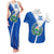 El Salvador National Flag Couples Matching Tank Maxi Dress and Hawaiian Shirt with Coat of Arms and Blue White Stripes Design - Wonder Print Shop