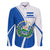 El Salvador National Flag Family Matching Long Sleeve Bodycon Dress and Hawaiian Shirt with Coat of Arms and Blue White Stripes Design - Wonder Print Shop