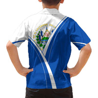 El Salvador National Flag Family Matching Puletasi and Hawaiian Shirt with Coat of Arms and Blue White Stripes Design - Wonder Print Shop