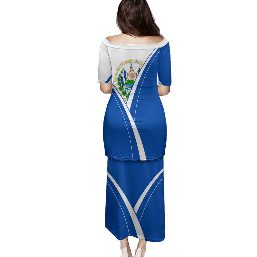 El Salvador National Flag Family Matching Puletasi and Hawaiian Shirt with Coat of Arms and Blue White Stripes Design - Wonder Print Shop