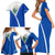 El Salvador National Flag Family Matching Short Sleeve Bodycon Dress and Hawaiian Shirt with Coat of Arms and Blue White Stripes Design - Wonder Print Shop
