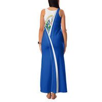 El Salvador National Flag Family Matching Tank Maxi Dress and Hawaiian Shirt with Coat of Arms and Blue White Stripes Design - Wonder Print Shop