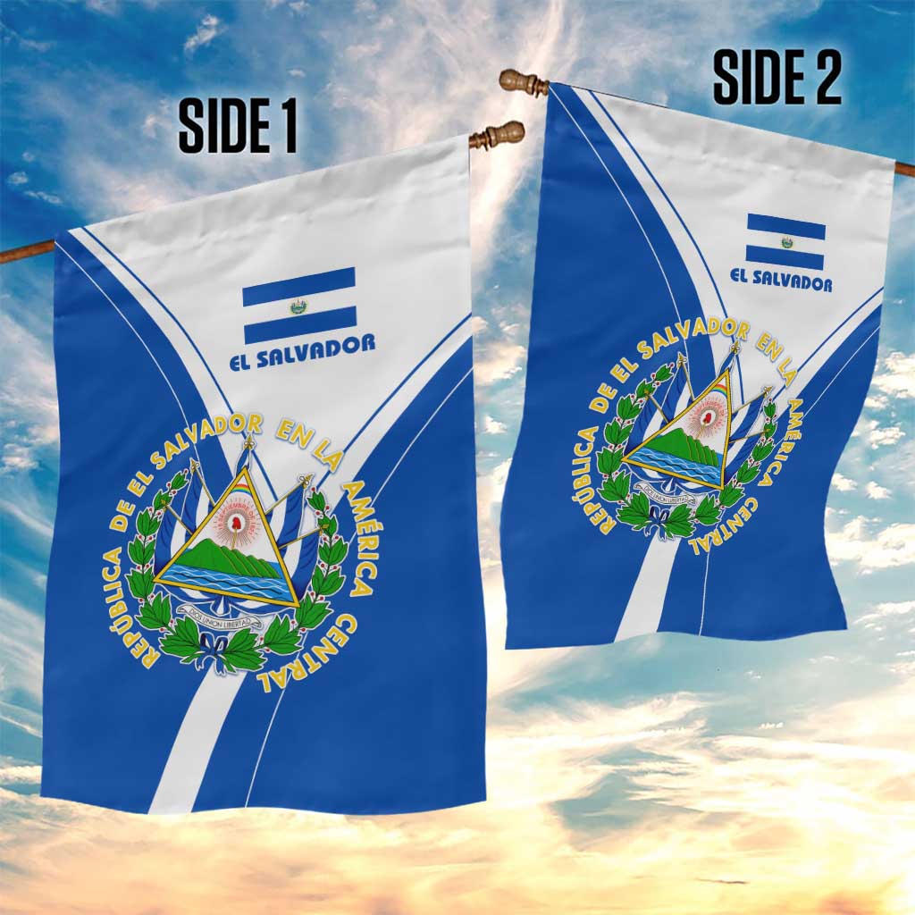 El Salvador National Flag Garden Flag with Coat of Arms and Blue White Stripes Design - Wonder Print Shop