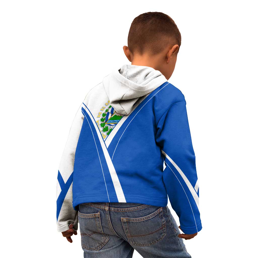 El Salvador National Flag Kid Hoodie with Coat of Arms and Blue White Stripes Design - Wonder Print Shop