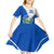 El Salvador National Flag Kid Short Sleeve Dress with Coat of Arms and Blue White Stripes Design - Wonder Print Shop
