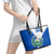 El Salvador National Flag Leather Tote Bag with Coat of Arms and Blue White Stripes Design - Wonder Print Shop