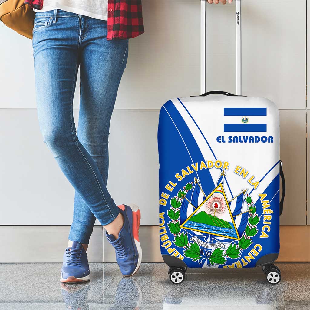 El Salvador National Flag Luggage Cover with Coat of Arms and Blue White Stripes Design - Wonder Print Shop