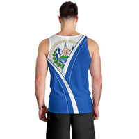 El Salvador National Flag Men Tank Top with Coat of Arms and Blue White Stripes Design - Wonder Print Shop