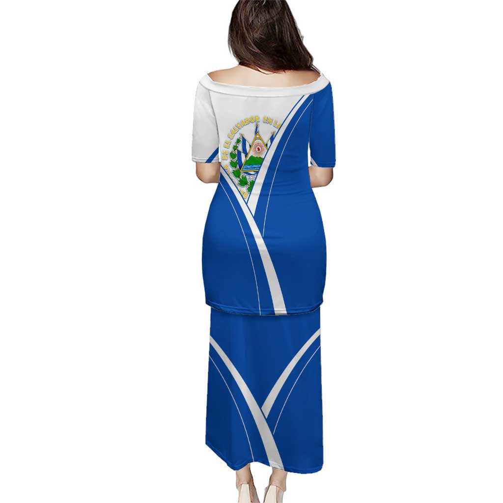 El Salvador National Flag Puletasi with Coat of Arms and Blue White Stripes Design - Wonder Print Shop