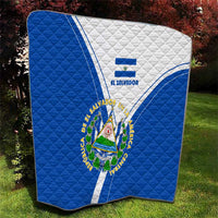 El Salvador National Flag Quilt with Coat of Arms and Blue White Stripes Design - Wonder Print Shop