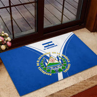 El Salvador National Flag Rubber Doormat with Coat of Arms and Blue White Stripes Design - Wonder Print Shop