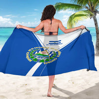 El Salvador National Flag Sarong with Coat of Arms and Blue White Stripes Design - Wonder Print Shop