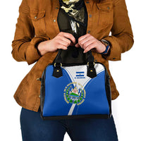 El Salvador National Flag Shoulder Handbag with Coat of Arms and Blue White Stripes Design - Wonder Print Shop