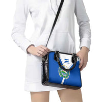 El Salvador National Flag Shoulder Handbag with Coat of Arms and Blue White Stripes Design - Wonder Print Shop