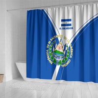 El Salvador National Flag Shower Curtain with Coat of Arms and Blue White Stripes Design - Wonder Print Shop