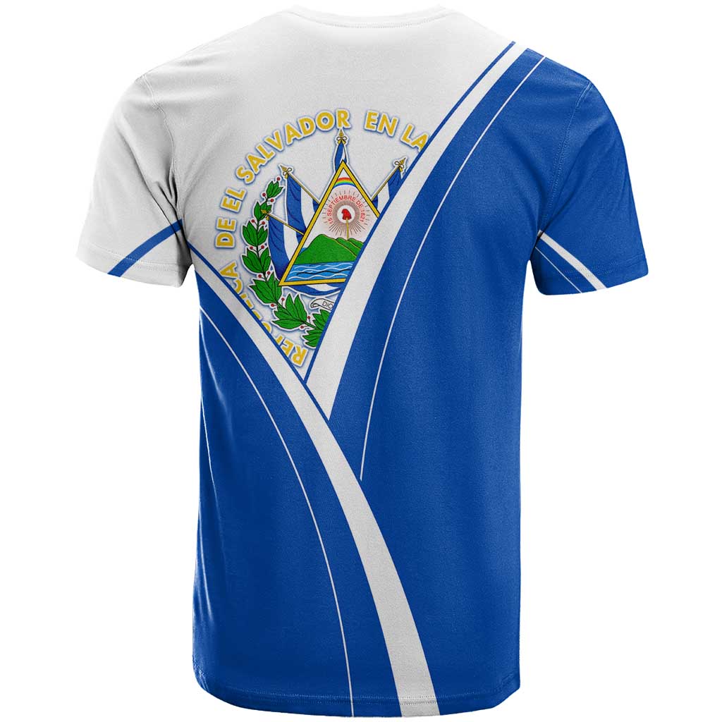 El Salvador National Flag T Shirt with Coat of Arms and Blue White Stripes Design - Wonder Print Shop
