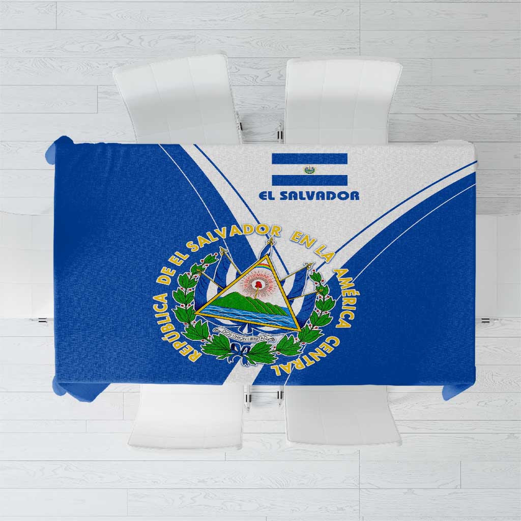 El Salvador National Flag Tablecloth with Coat of Arms and Blue White Stripes Design - Wonder Print Shop