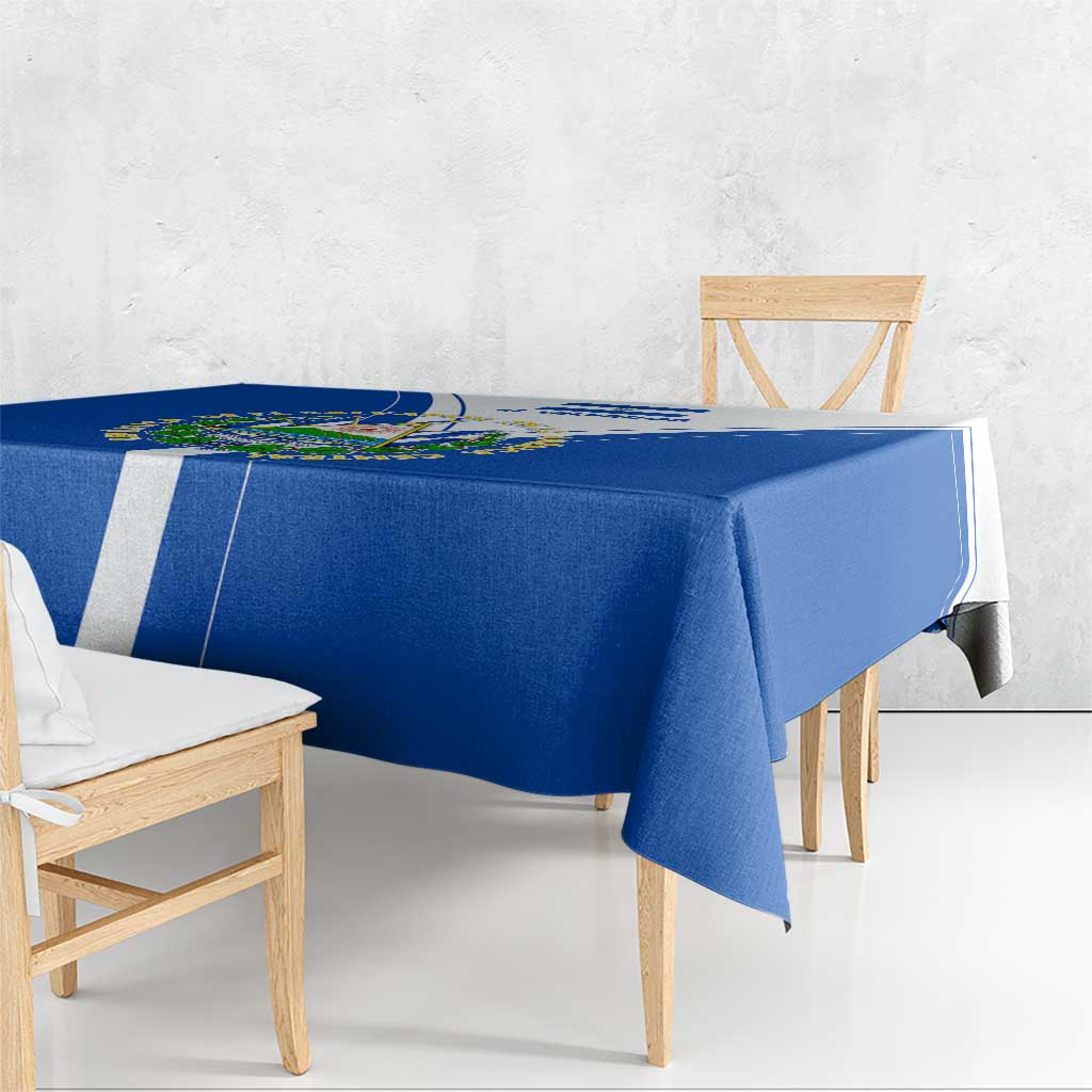 El Salvador National Flag Tablecloth with Coat of Arms and Blue White Stripes Design - Wonder Print Shop