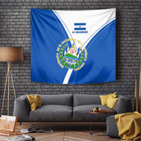 El Salvador National Flag Tapestry with Coat of Arms and Blue White Stripes Design - Wonder Print Shop