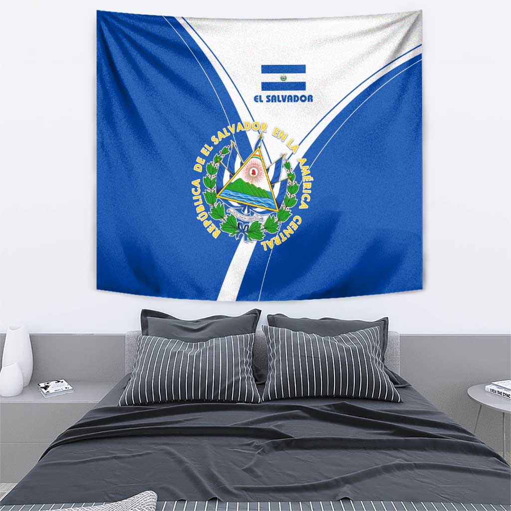 El Salvador National Flag Tapestry with Coat of Arms and Blue White Stripes Design - Wonder Print Shop