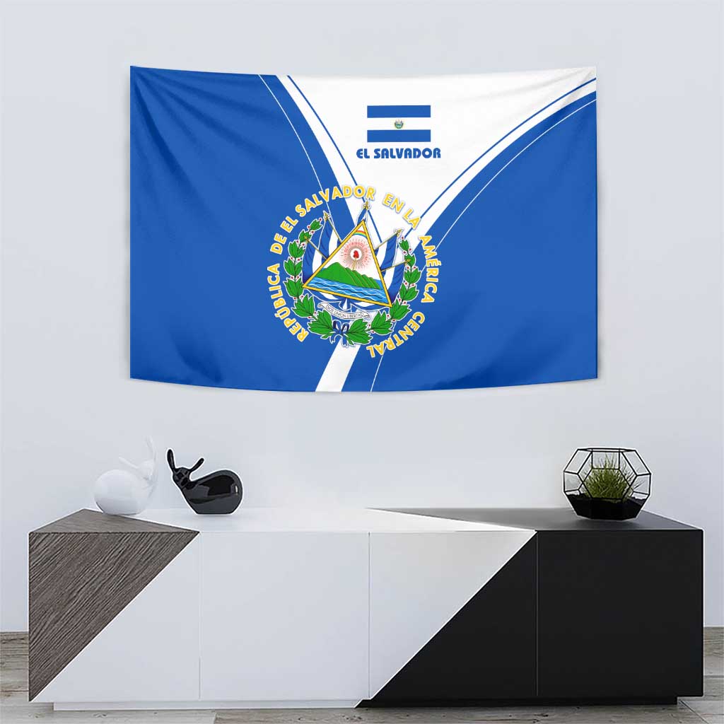 El Salvador National Flag Tapestry with Coat of Arms and Blue White Stripes Design - Wonder Print Shop