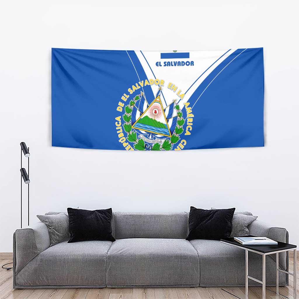 El Salvador National Flag Tapestry with Coat of Arms and Blue White Stripes Design - Wonder Print Shop