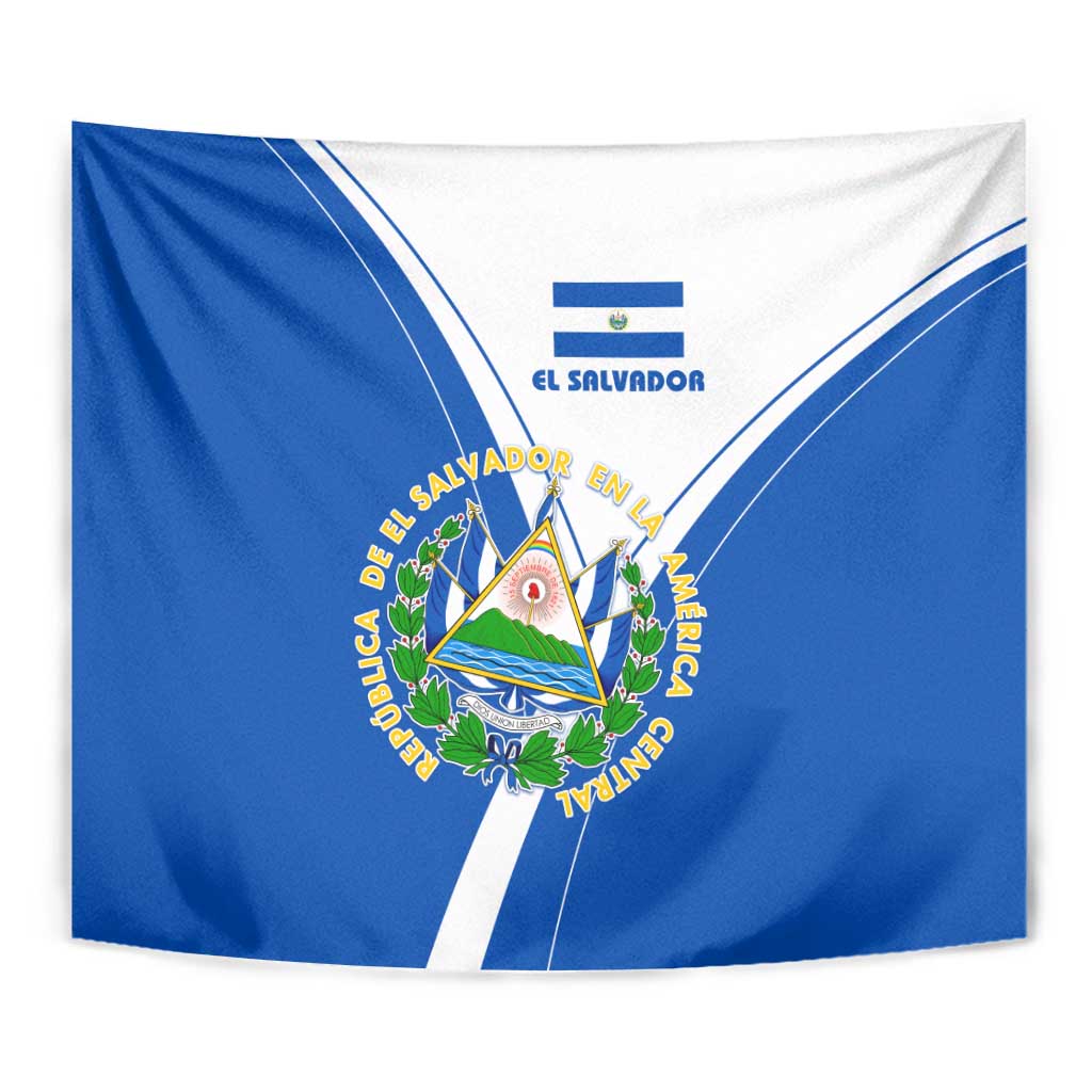 El Salvador National Flag Tapestry with Coat of Arms and Blue White Stripes Design - Wonder Print Shop