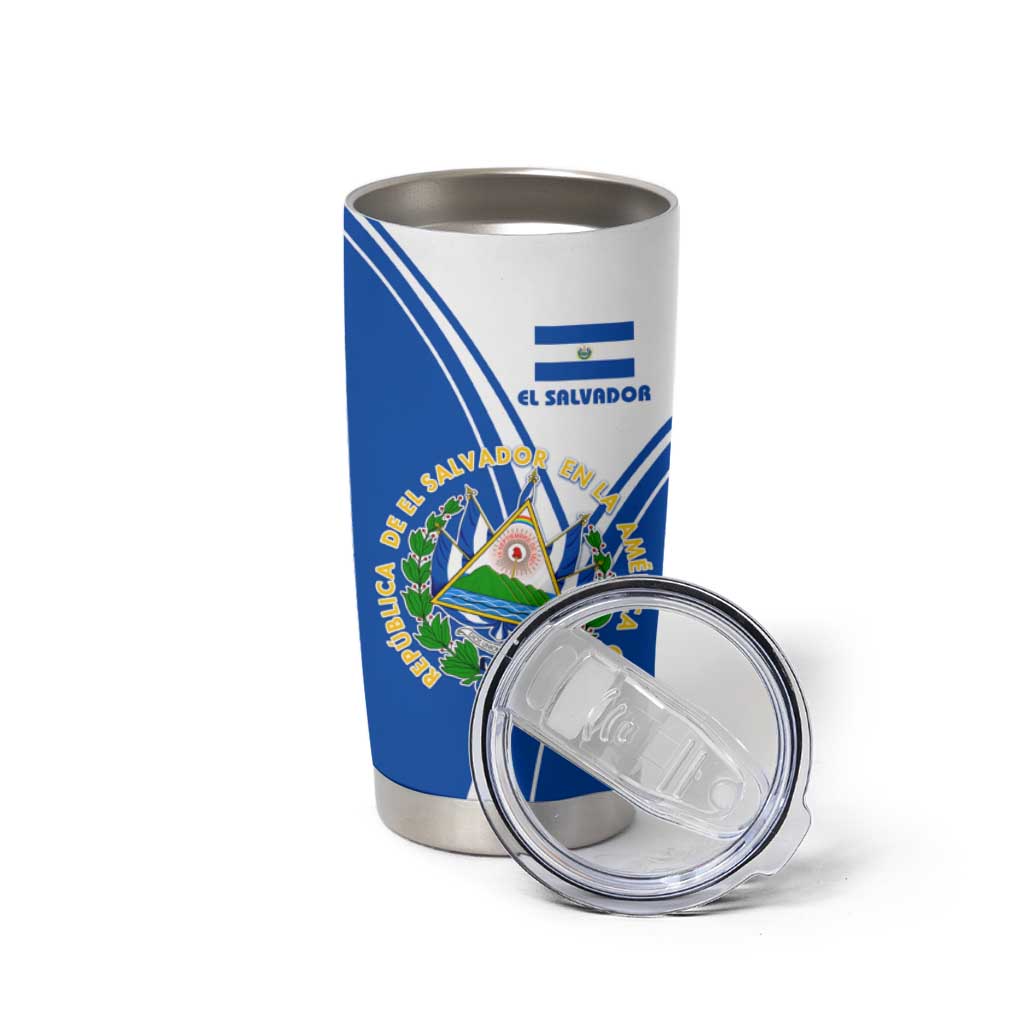 El Salvador National Flag Tumbler Cup with Coat of Arms and Blue White Stripes Design - Wonder Print Shop