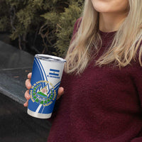 El Salvador National Flag Tumbler Cup with Coat of Arms and Blue White Stripes Design - Wonder Print Shop