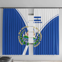 El Salvador National Flag Window Curtain with Coat of Arms and Blue White Stripes Design - Wonder Print Shop