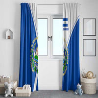 El Salvador National Flag Window Curtain with Coat of Arms and Blue White Stripes Design - Wonder Print Shop