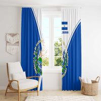 El Salvador National Flag Window Curtain with Coat of Arms and Blue White Stripes Design - Wonder Print Shop