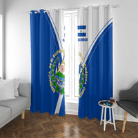 El Salvador National Flag Window Curtain with Coat of Arms and Blue White Stripes Design - Wonder Print Shop