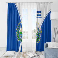 El Salvador National Flag Window Curtain with Coat of Arms and Blue White Stripes Design - Wonder Print Shop
