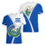 El Salvador National Flag Women V-Neck T-Shirt with Coat of Arms and Blue White Stripes Design - Wonder Print Shop