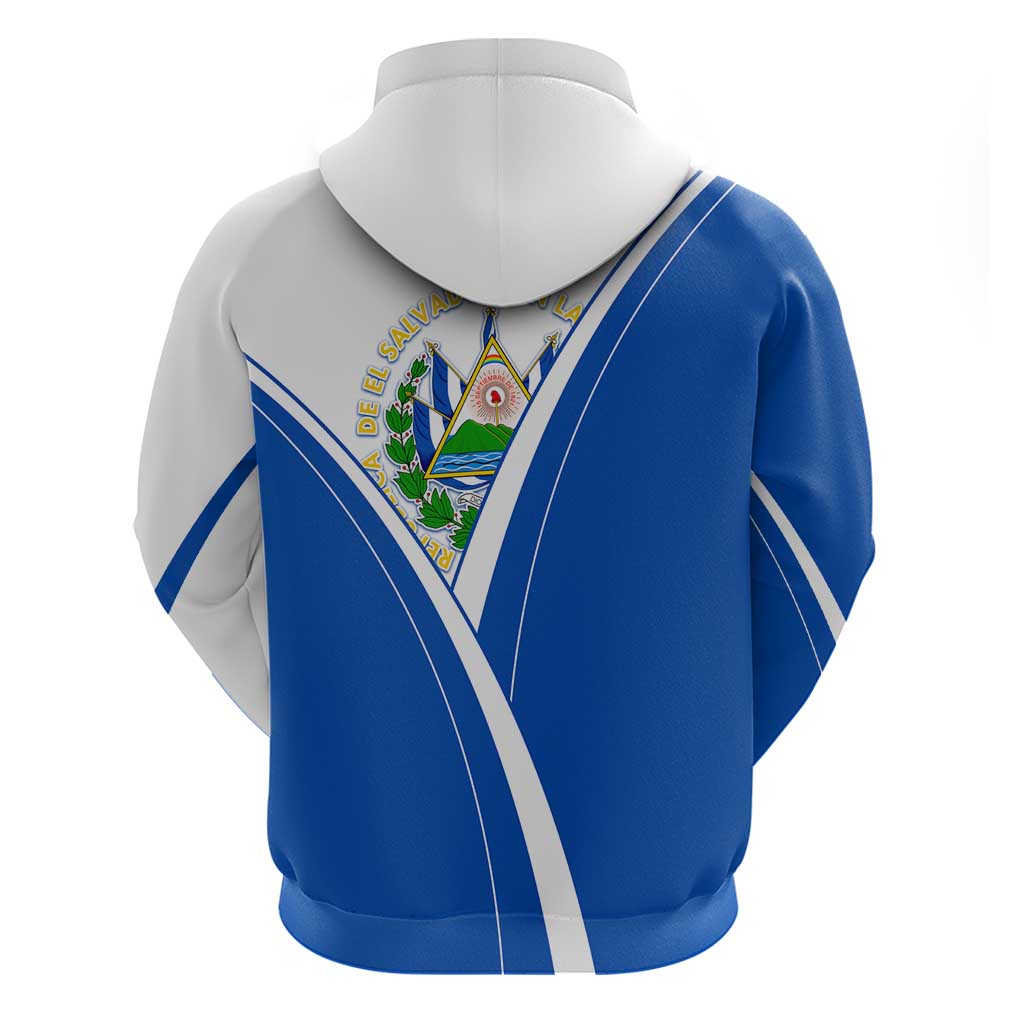 El Salvador National Flag Zip Hoodie with Coat of Arms and Blue White Stripes Design - Wonder Print Shop