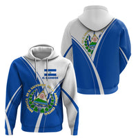 El Salvador National Flag Zip Hoodie with Coat of Arms and Blue White Stripes Design - Wonder Print Shop