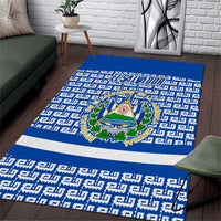 El Salvador Tribal Pattern Area Rug with National Coat of Arms and Blue White Theme - Wonder Print Shop