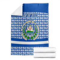 El Salvador Tribal Pattern Blanket with National Coat of Arms and Blue White Theme - Wonder Print Shop