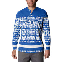 El Salvador Tribal Pattern Button Sweatshirt with National Coat of Arms and Blue White Theme - Wonder Print Shop
