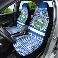 El Salvador Tribal Pattern Car Seat Cover with National Coat of Arms and Blue White Theme - Wonder Print Shop
