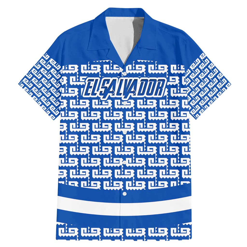 El Salvador Tribal Pattern Family Matching Mermaid Dress and Hawaiian Shirt with National Coat of Arms and Blue White Theme - Wonder Print Shop