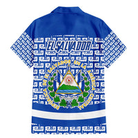 El Salvador Tribal Pattern Family Matching Mermaid Dress and Hawaiian Shirt with National Coat of Arms and Blue White Theme - Wonder Print Shop