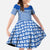 El Salvador Tribal Pattern Family Matching Off The Shoulder Long Sleeve Dress and Hawaiian Shirt with National Coat of Arms and Blue White Theme - Wonder Print Shop