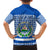 El Salvador Tribal Pattern Family Matching Off Shoulder Maxi Dress and Hawaiian Shirt with National Coat of Arms and Blue White Theme - Wonder Print Shop