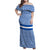 El Salvador Tribal Pattern Family Matching Off Shoulder Maxi Dress and Hawaiian Shirt with National Coat of Arms and Blue White Theme - Wonder Print Shop