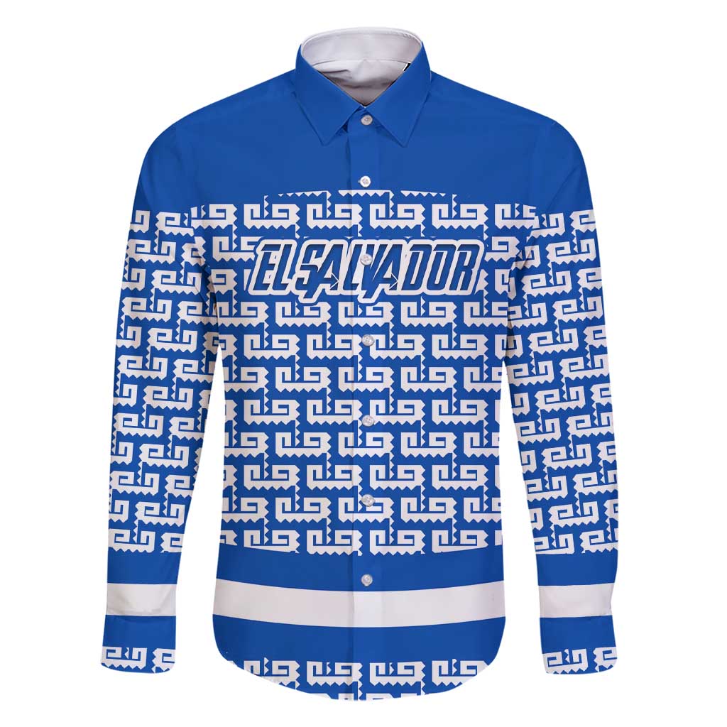 El Salvador Tribal Pattern Family Matching Short Sleeve Bodycon Dress and Hawaiian Shirt with National Coat of Arms and Blue White Theme - Wonder Print Shop