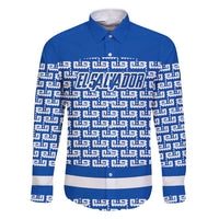 El Salvador Tribal Pattern Family Matching Short Sleeve Bodycon Dress and Hawaiian Shirt with National Coat of Arms and Blue White Theme - Wonder Print Shop