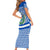 El Salvador Tribal Pattern Family Matching Short Sleeve Bodycon Dress and Hawaiian Shirt with National Coat of Arms and Blue White Theme - Wonder Print Shop
