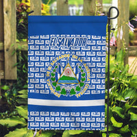El Salvador Tribal Pattern Garden Flag with National Coat of Arms and Blue White Theme - Wonder Print Shop
